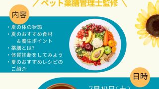 夏のペット薬膳セミナーについて